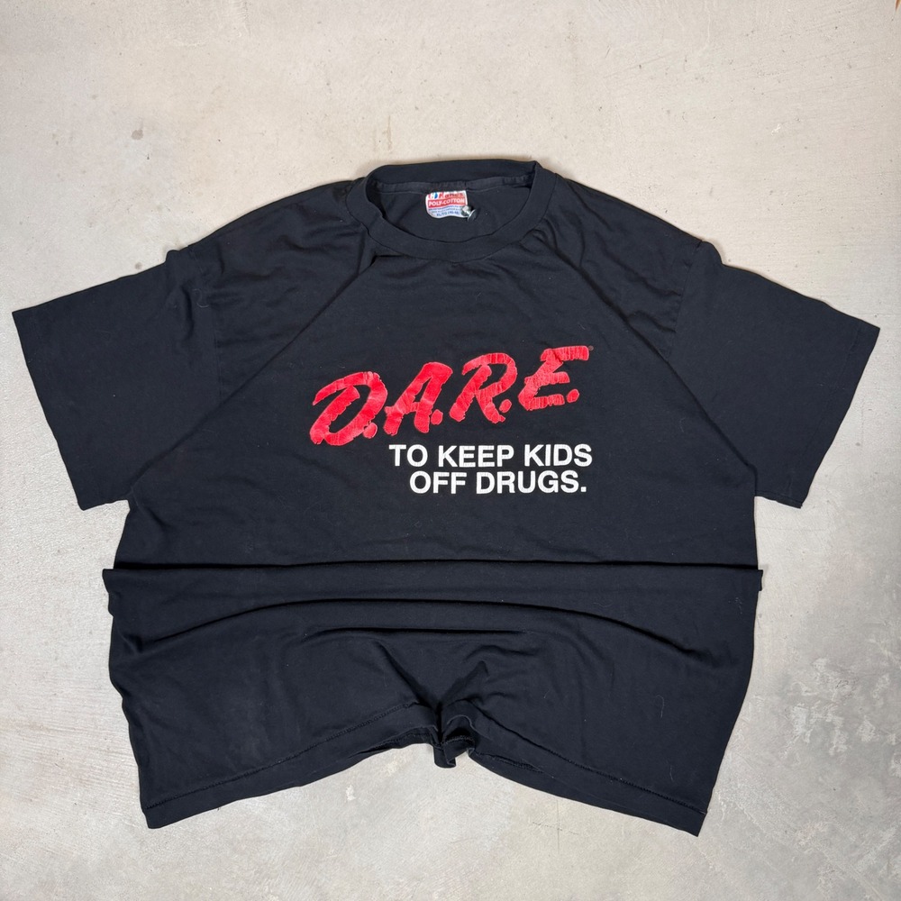 Vintage DARE To Keep Kids Off Drugs Shirt Hanes Black XL Made in USA 90s Graphic